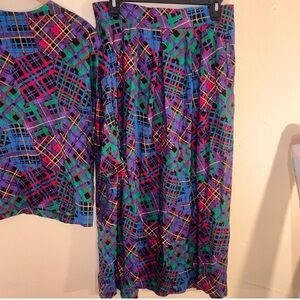 Vintage ‘90s Lee Winter Plaid Patchwork Knee Length Skirt L